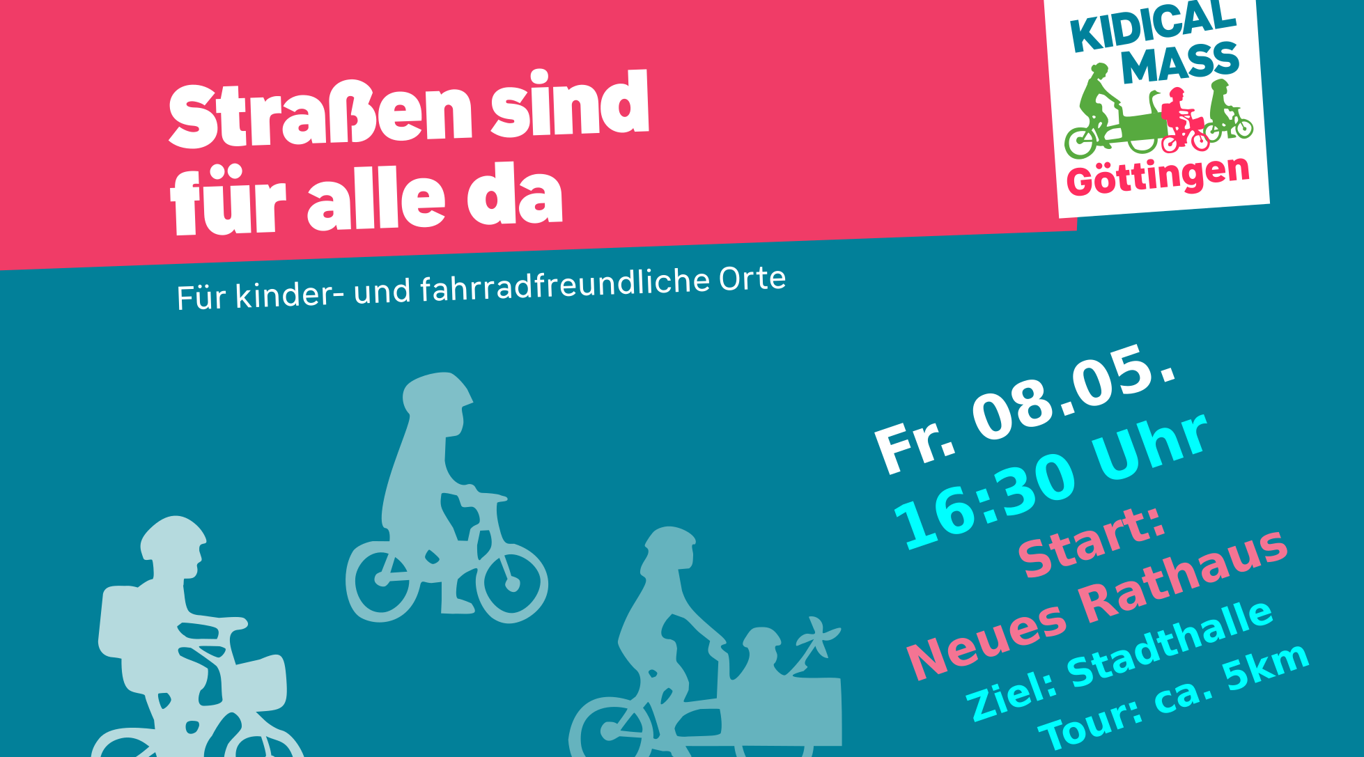 Bunte Fahrraddemo "Straßen sind für alle da" in Göttingen am 08. Mai 2026.