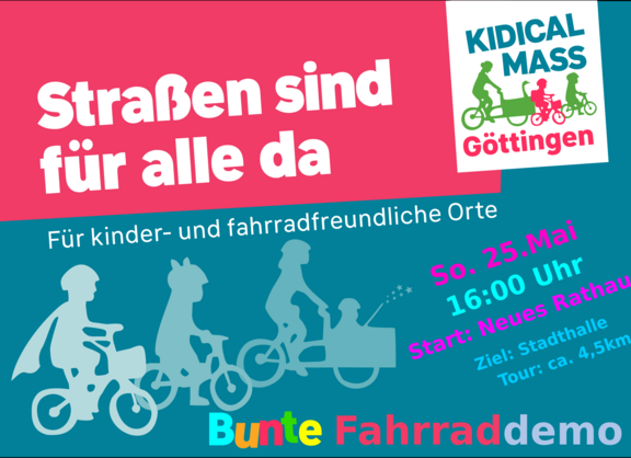 Bunte Fahrraddemo "Straßen sind für alle da" in Göttingen am 25. Mai 2025.